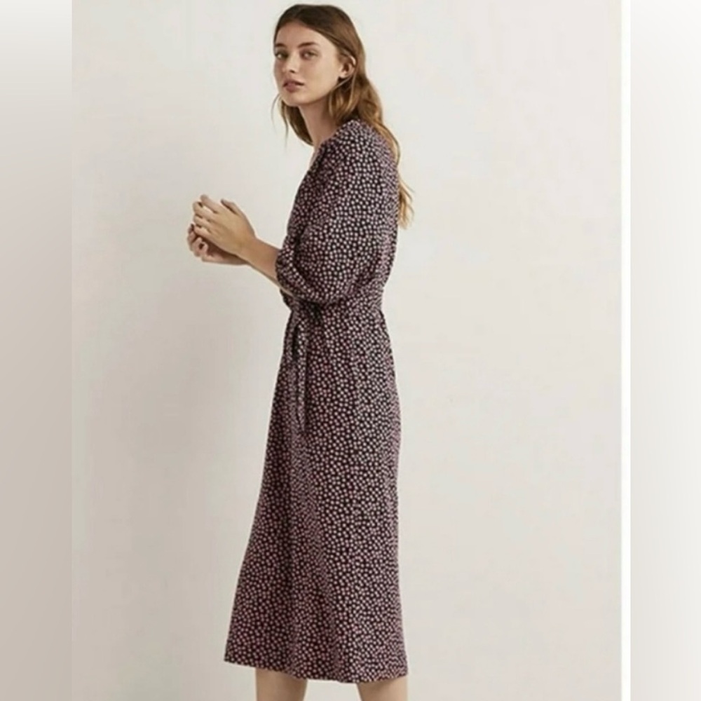 Boden notch neck jersey midi dress pink floral print D0352 PIN size 10R & 8P - Picture 2 of 6